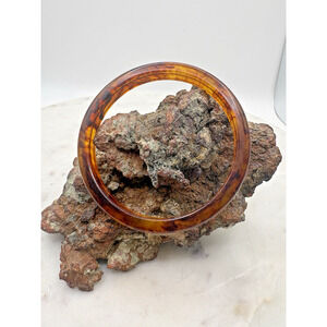 Vintage Bakelite Orange Brown Rootbeer Swirl Stackable Bangle Bracelet w groove